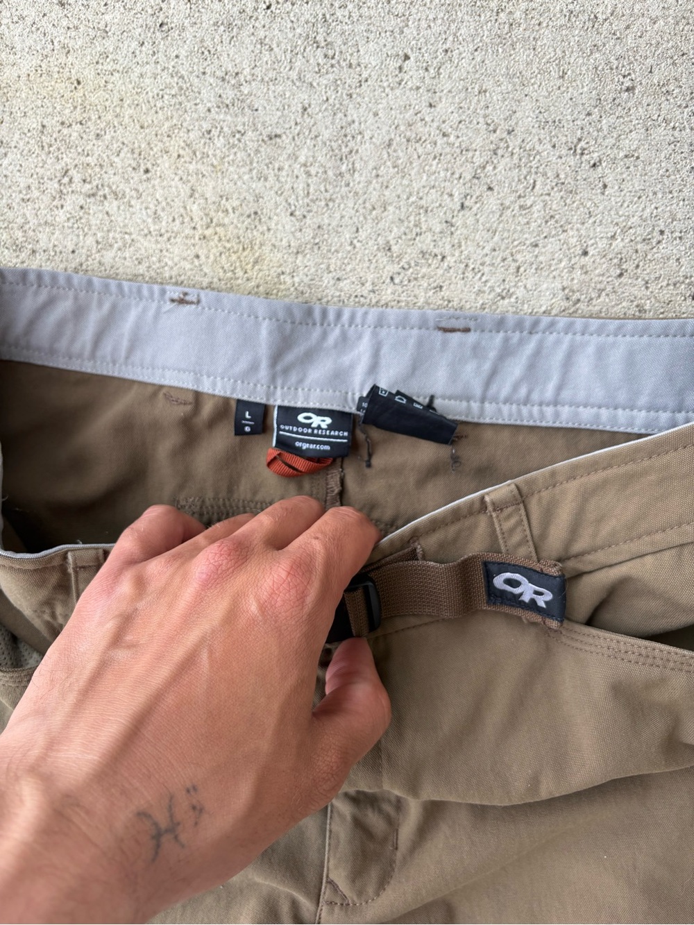 Outdoor Research Technical Hiking Pants Brown Integrated Belt Mens Large 33x32 - Picture 4 of 5